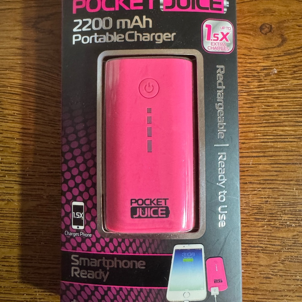 Pink Portable Charger 2200 mAh
